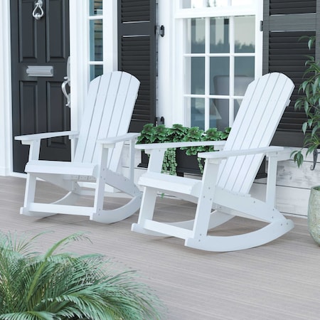 Flash Furniture 2 PK Navy Poly Resin Adirondack Rocking Chairs JJ-C14705-WH-2-GG